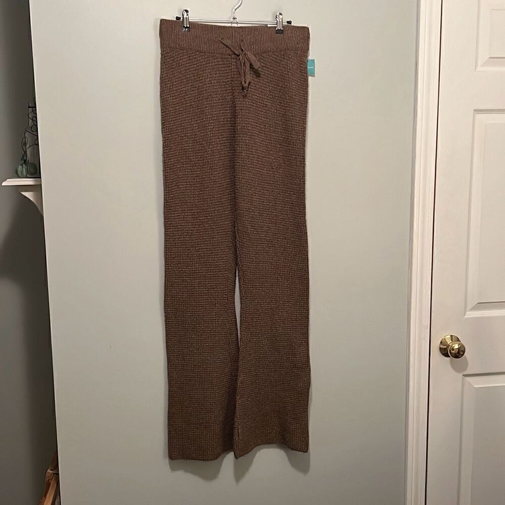 Maurices Women's Brown Textured Tie-Waist High Rise Wide Leg Pant